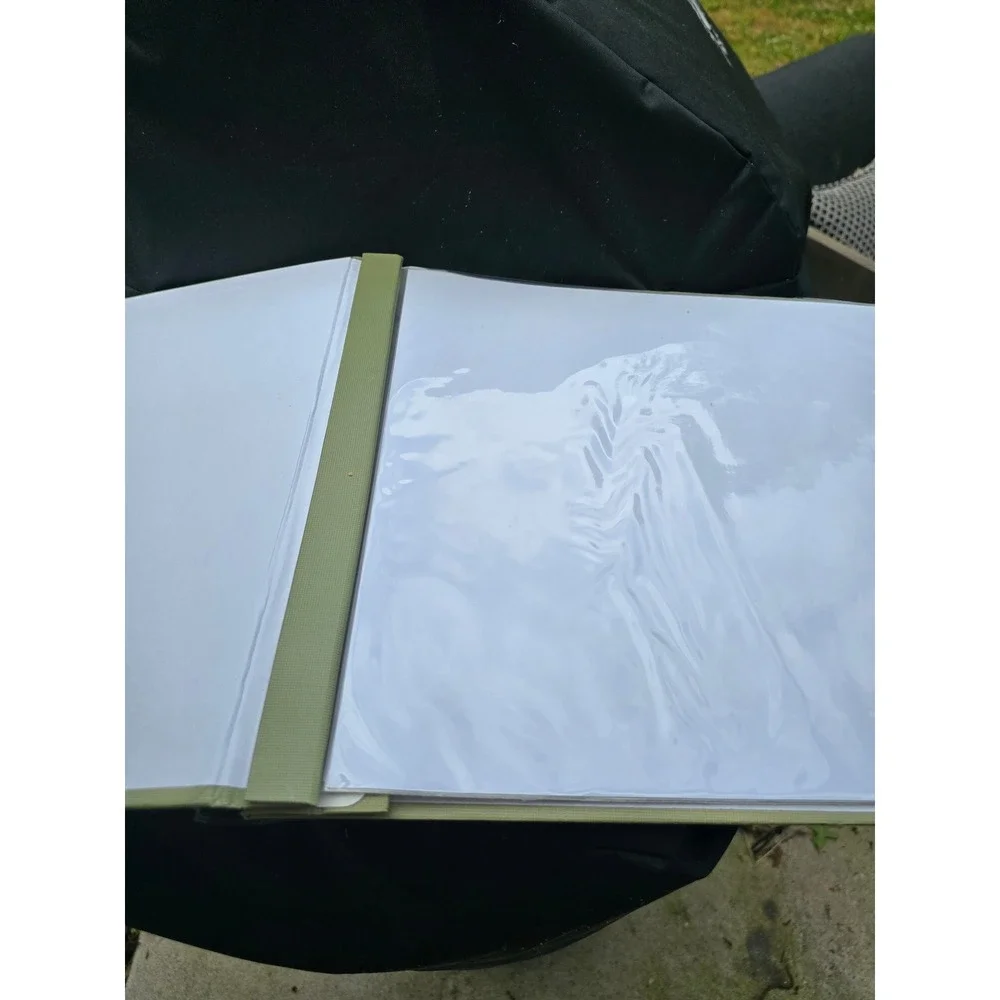 Sage Green‎ Fabric Post Bound Photo Album 12x12 Square Scrapbook with Window